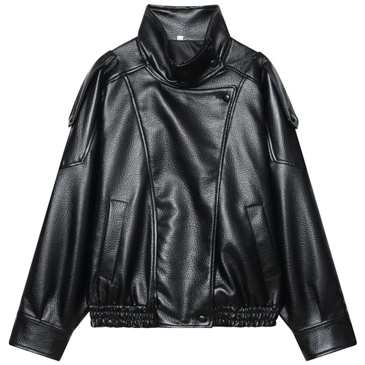 Faux Leather Black Jackets For Woman New Arrival