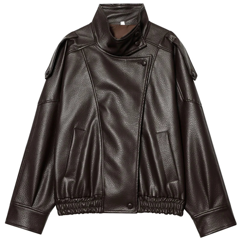 Faux Leather Black Jackets For Woman New Arrival