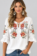 Women's White Floral Embroidery