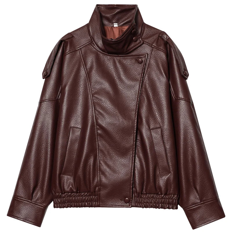 Faux Leather Black Jackets For Woman New Arrival