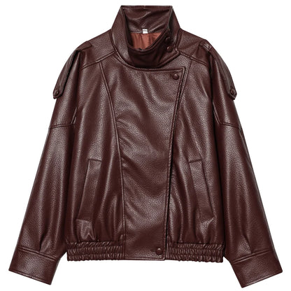 Faux Leather Black Jackets For Woman New Arrival