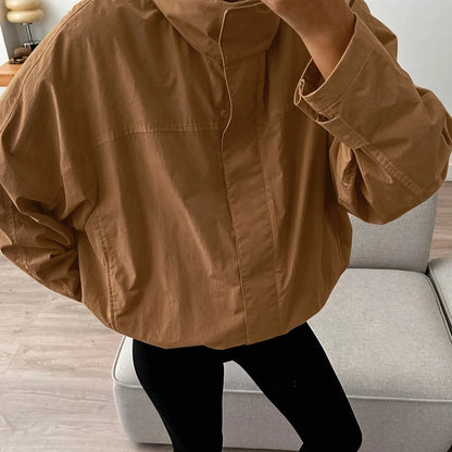 Women's Red Turtleneck Jacket | Street Chic Zipper Coat
