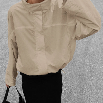 Women's Red Turtleneck Jacket | Street Chic Zipper Coat