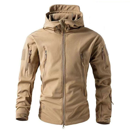 Men's Warm Softshell Fleece Hood Cargo Jackets Camping Hiking