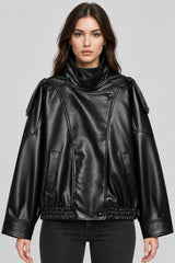 Faux Leather Black Jackets For Woman New Arrival