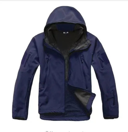 Men's Warm Softshell Fleece Hood Cargo Jackets Camping Hiking