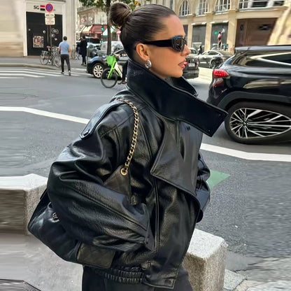 Faux Leather Black Jackets For Woman New Arrival
