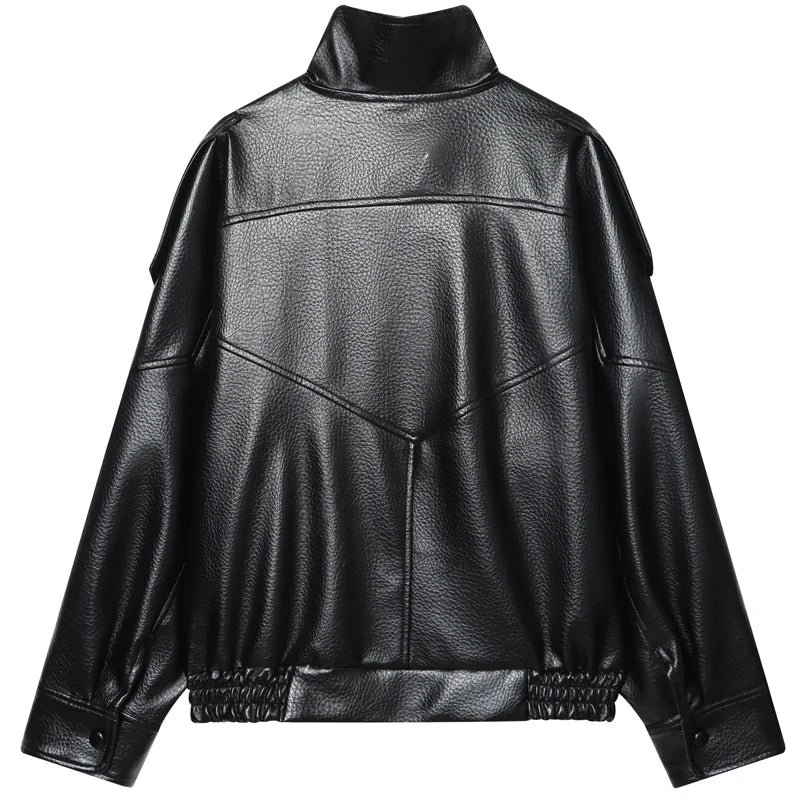 Faux Leather Black Jackets For Woman New Arrival