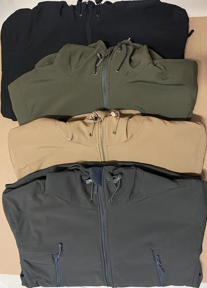 Men's Warm Softshell Fleece Hood Cargo Jackets Camping Hiking
