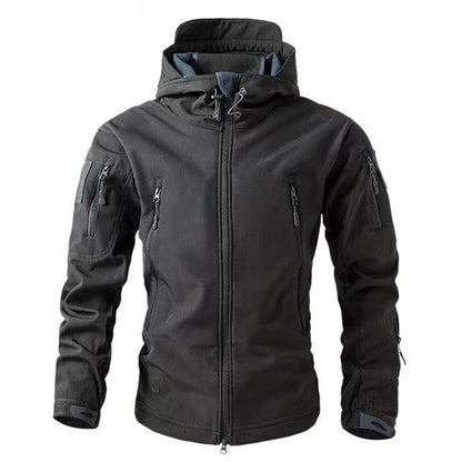 Men's Warm Softshell Fleece Hood Cargo Jackets Camping Hiking
