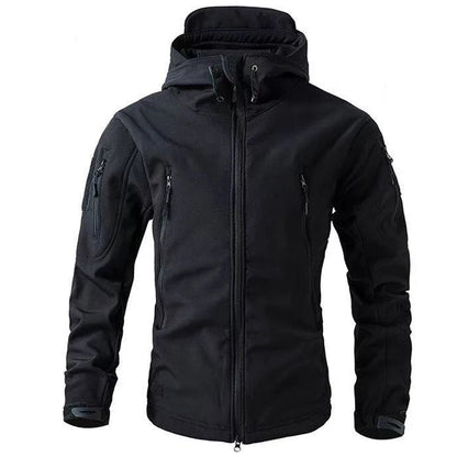 Men's Warm Softshell Fleece Hood Cargo Jackets Camping Hiking