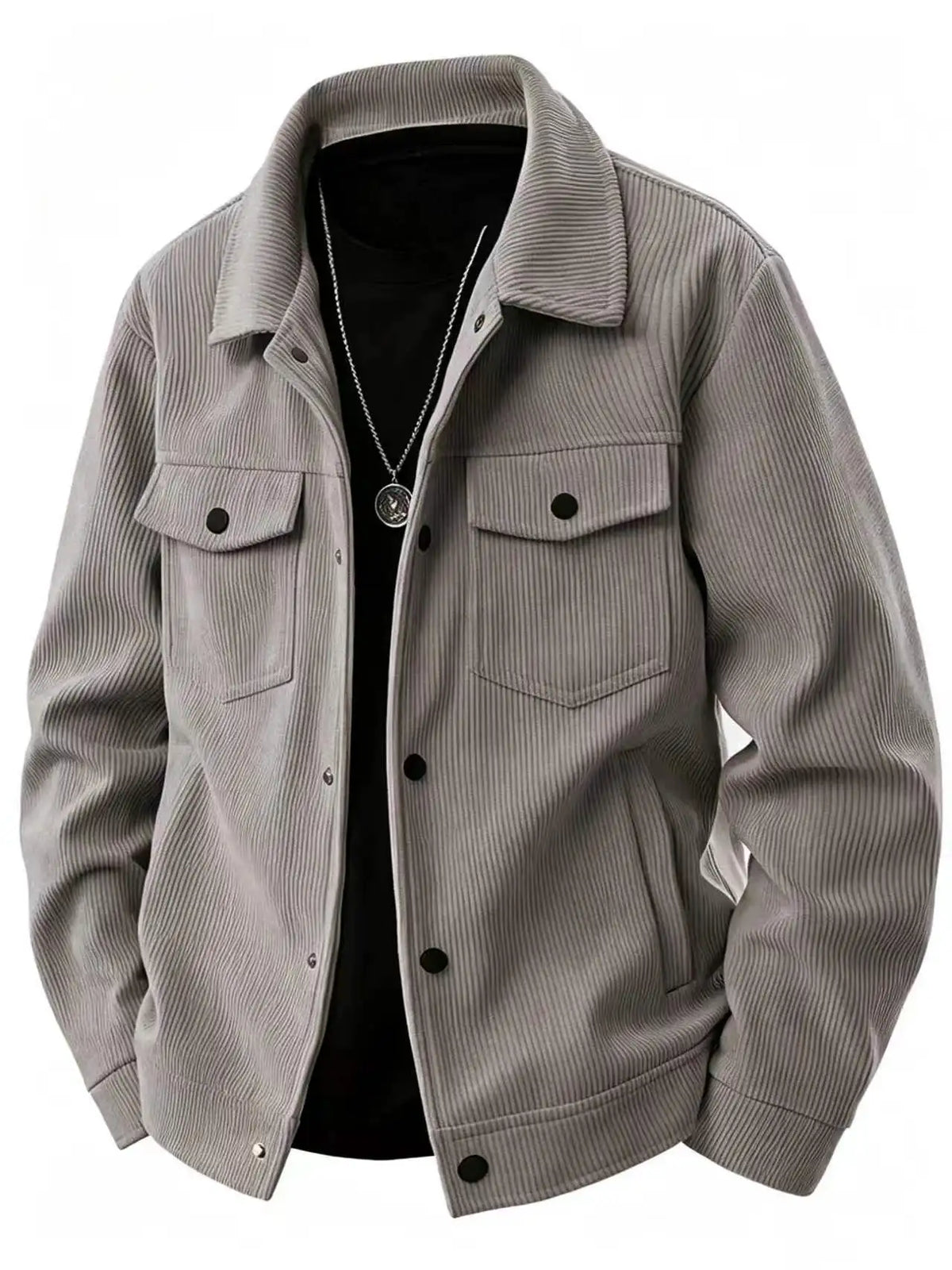 Men's Casual Jacket  Pure Color Buttoned Collar Pocket Leisurely