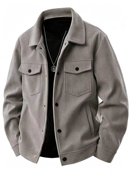 Men's Casual Jacket  Pure Color Buttoned Collar Pocket Leisurely